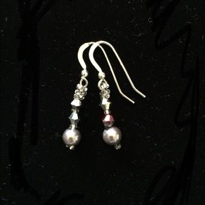 SJC .925 Silver/Grey Glass Pearl Earrings
